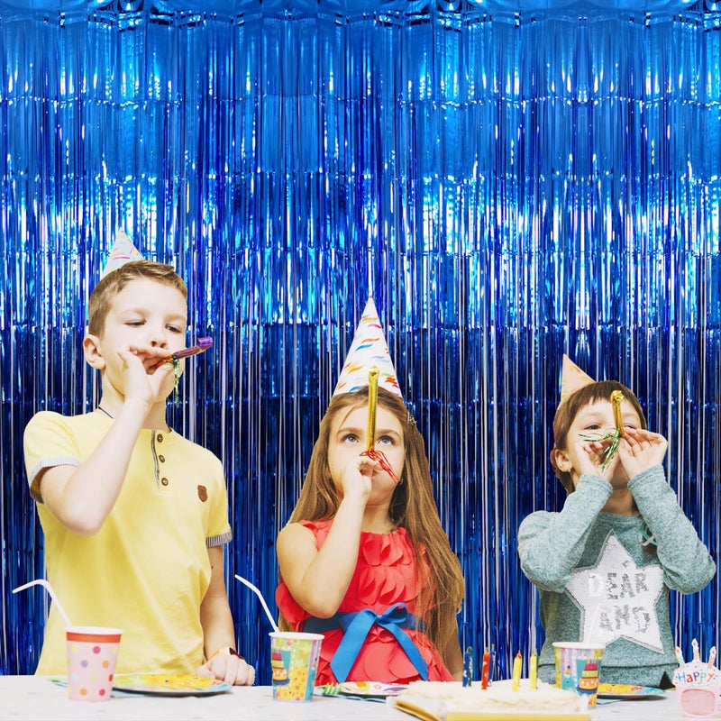 GOER 3.2 ft x 9.8 ft Metallic Tinsel Foil Fringe Curtains Party Photo Backdrop Party Streamers for Birthday,Graduation,New Year Eve Decorations Wedding Decor (4 Packs,Navy) - Image 2